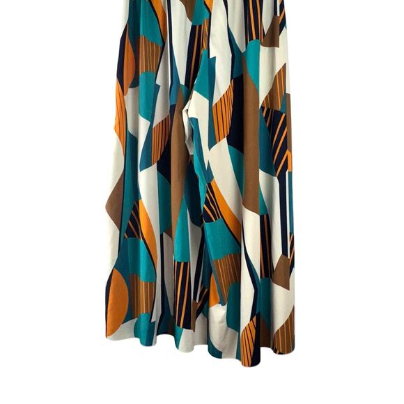 Shein Curve Women Slit Wide Leg Geometric Pants X-Large Brown Causal Work Flowy - Picture 8 of 9